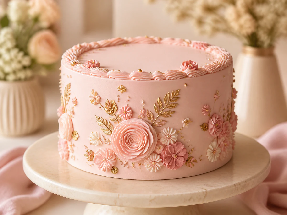 Elegant blush pink customized celebration cake